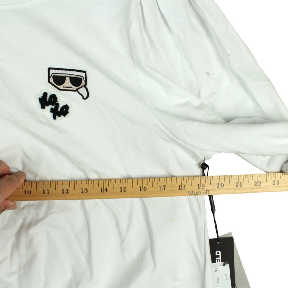 KARL LAGERFELD PARIS Women Tie-Front Top White Size L 3/4 Sleeves NWT - Picture 10 of 15